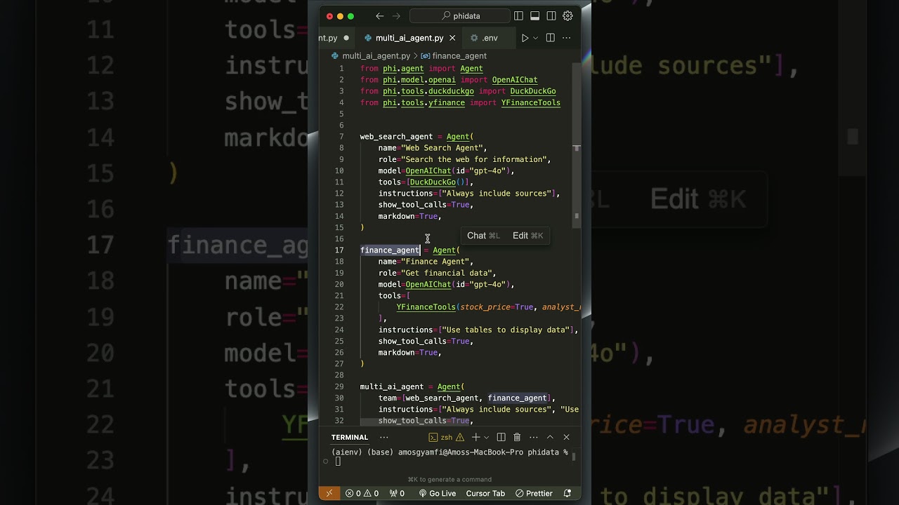 Как создать многоагентный ИИ на Python: OpenAI + Phidata #python #openai #ai #llm #agent