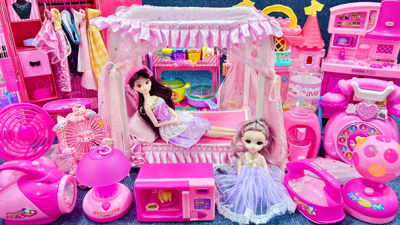 10 Minutes Satisfying with Unboxing Pink Barbie Doll Bedroom,Kitchen Collection Review Toys | ASMR