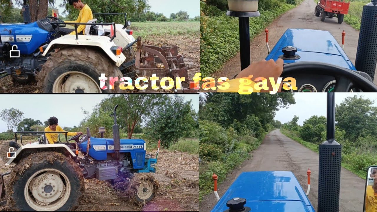 Tractor fhas gaya 🥵🚜|| ट्रैक्टर फस गया 🥵||tractor work farm 🚜✨👑||swaraj 744 fe full force  #swaraj👑🐎