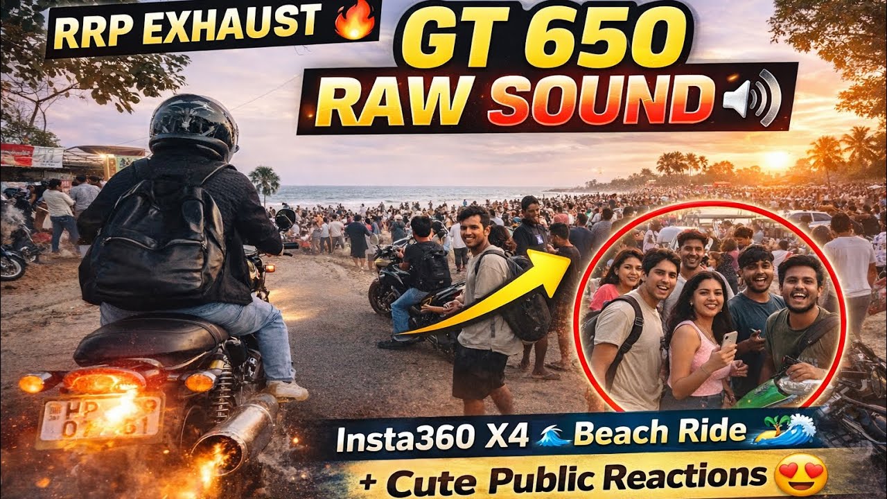 GT 650 RAW RRP EXHAUST SOUND 🔥 | Insta360 X4 Beach Ride 😱 | Crazy Public Reactions
