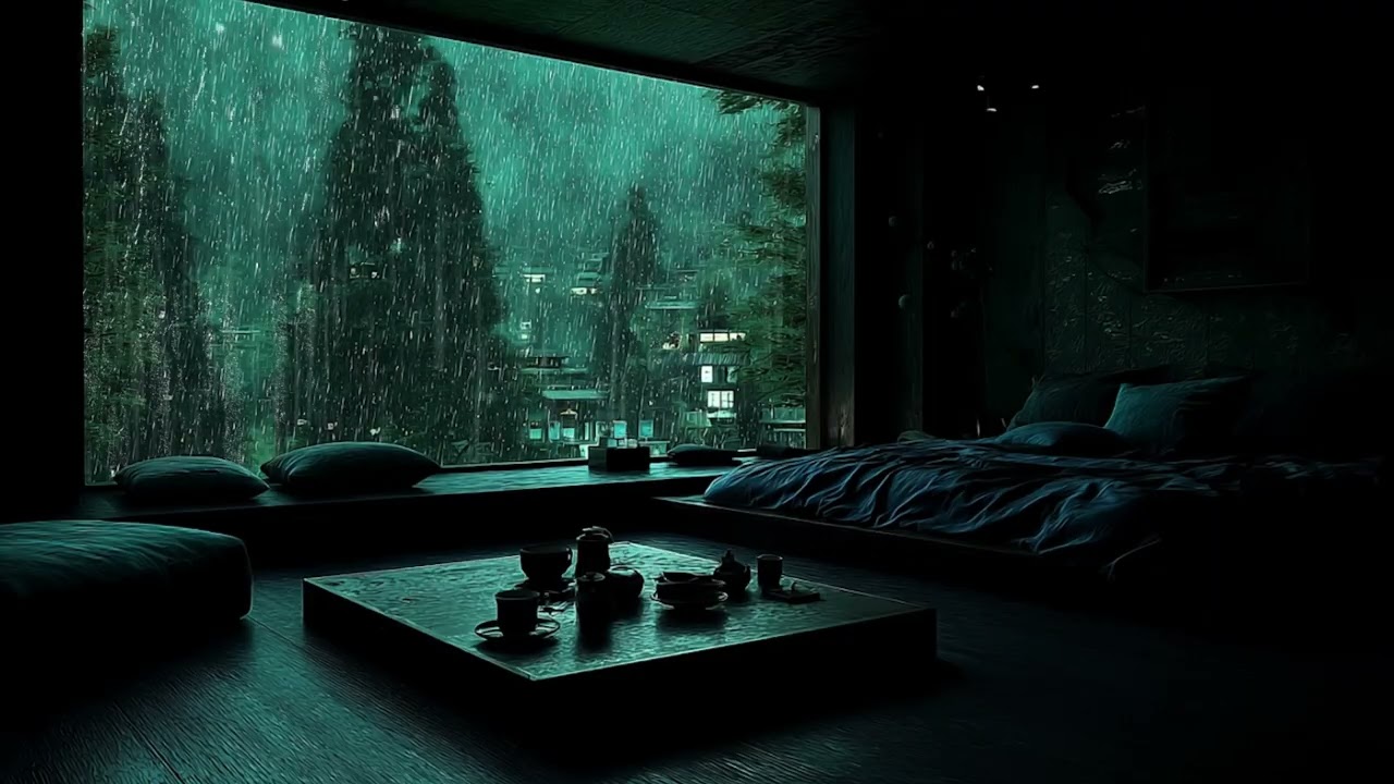 Heavy Rain in Silent Forest (No Ads) 🌧 | Black Screen for Instant Sleep & Stress Relief