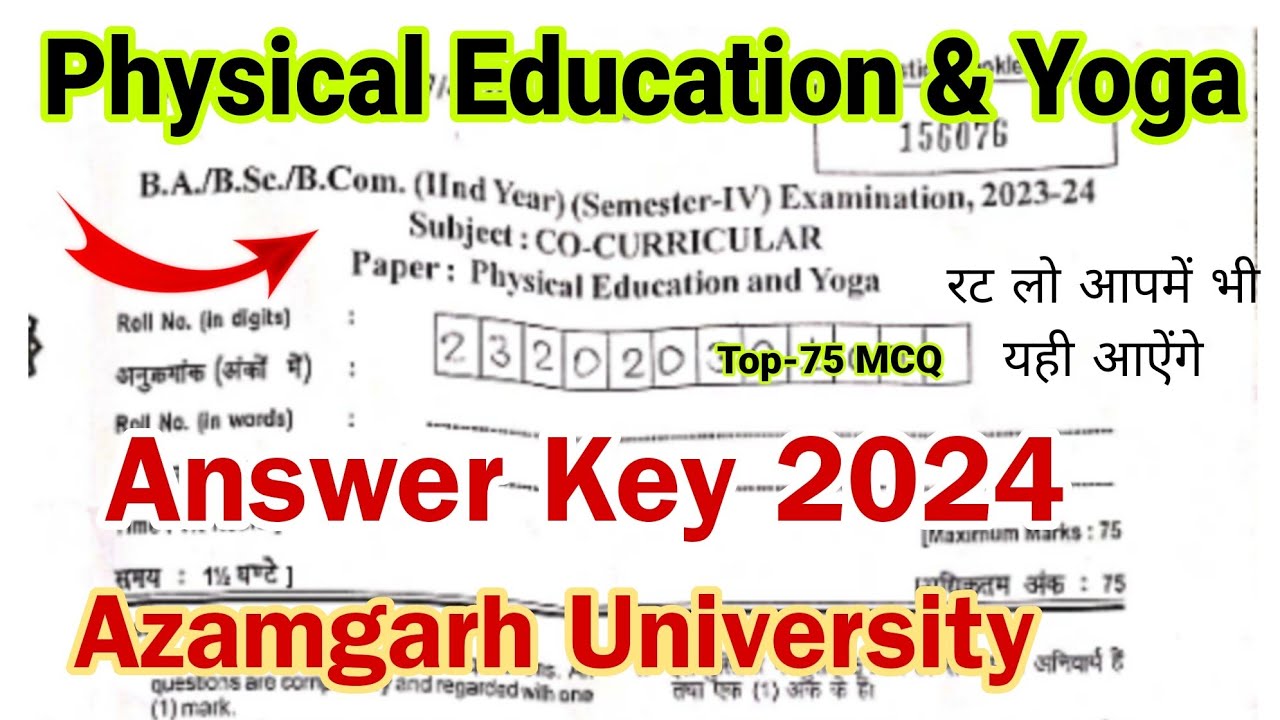 physical education and yoga | ba bsc bcom 4th semester | answer key 2024 | msdsu azamgarh university