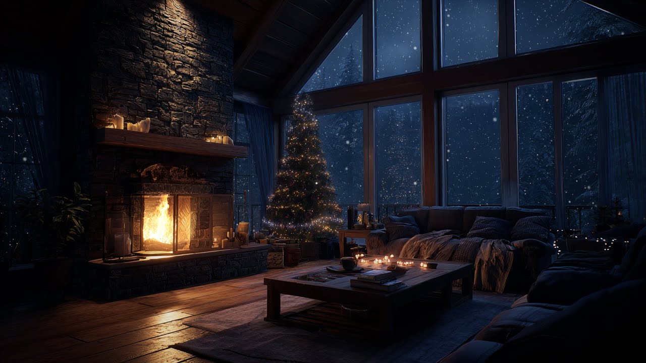 Gentle Snowfall & Firelight ❄️ A Quiet Winter Soundscape for Focus and Rest