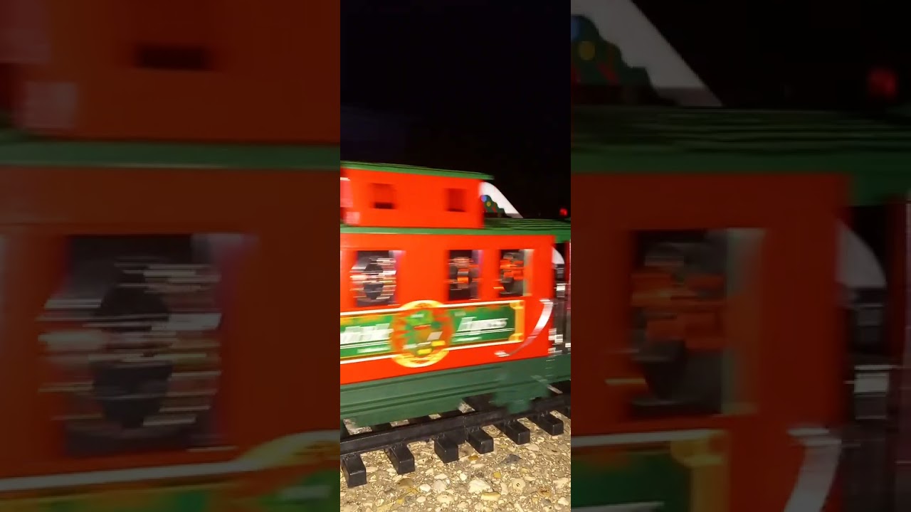 eztec train running outside in the dark.