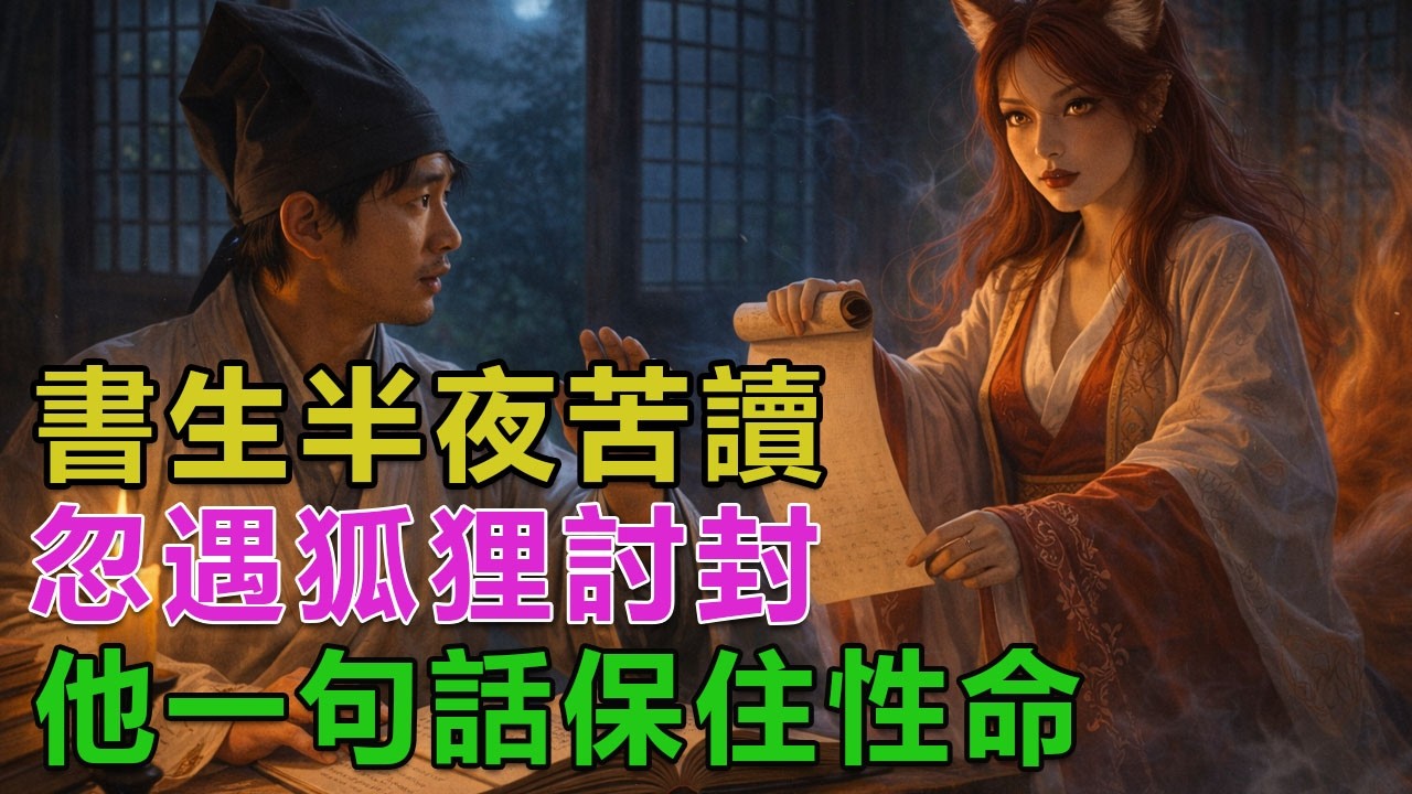 民間故事：書生半夜苦讀，忽遇狐狸討封，他一句話保住性命