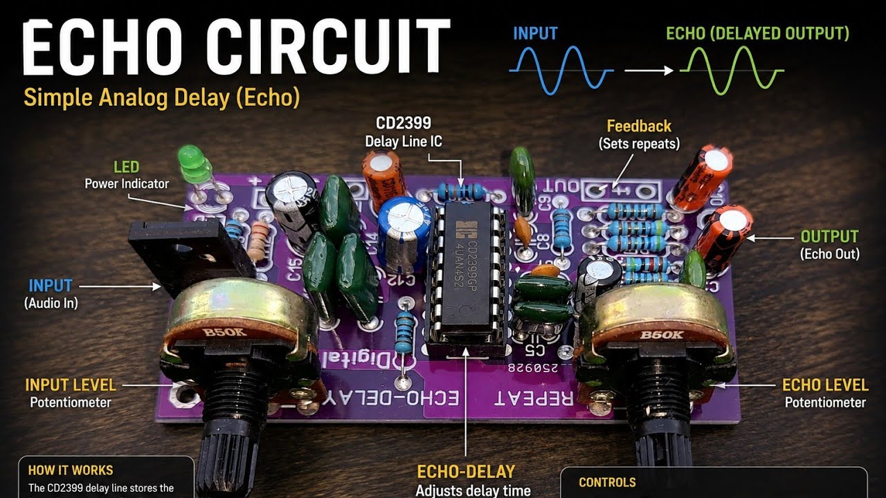 ই‌কো সা‌র্কিট #Echo Circuit Connection. How to Make Audio Mic Echo
