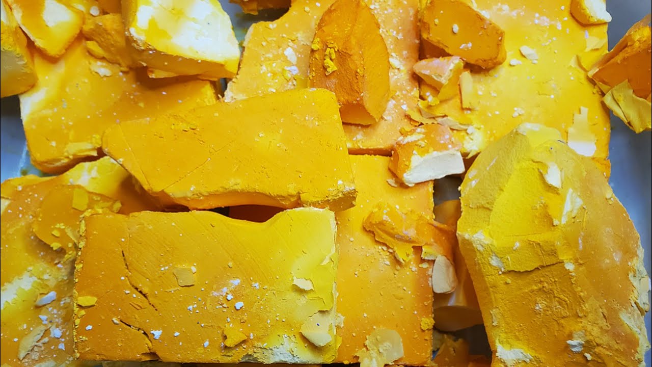 10 BLOCKS-YELLOW DYED +DEHYDRATED ADER GYM CHALK CRUMBLE-ASMR