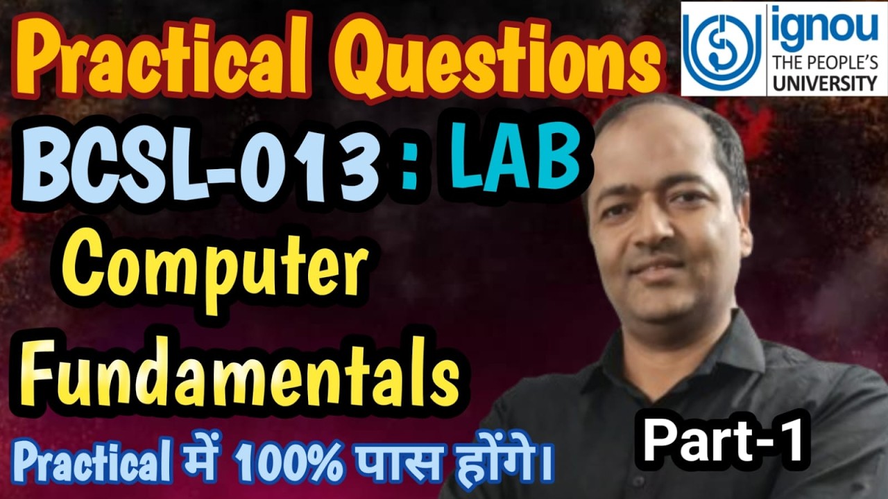 BCSL-013 Lab Important Questions Practical Exam Computer Fundamentals #bcsl013 #ignou #ignoubca