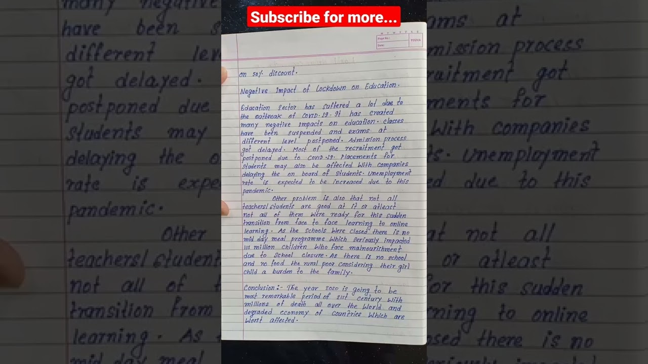 impact of lockdown in education english paragraph writing