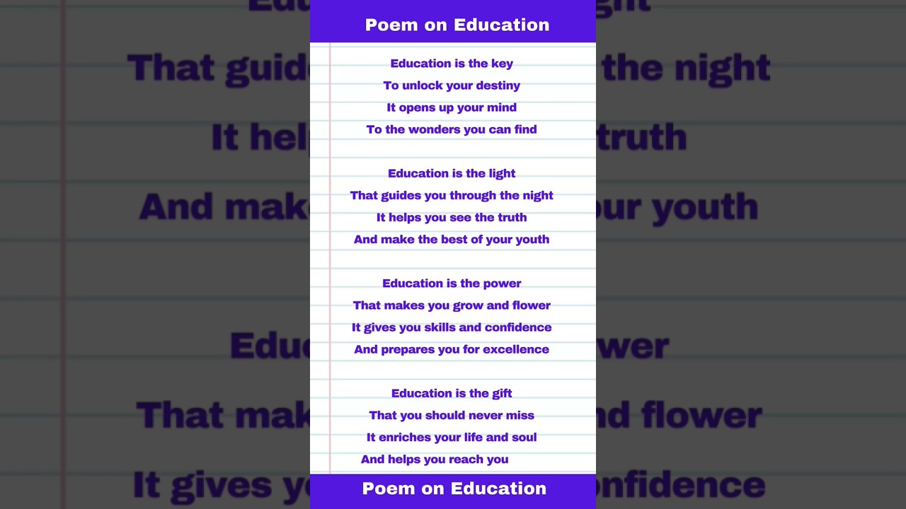 Easy Poem on Education in English | Poem on Education for Students | #poemoneducation