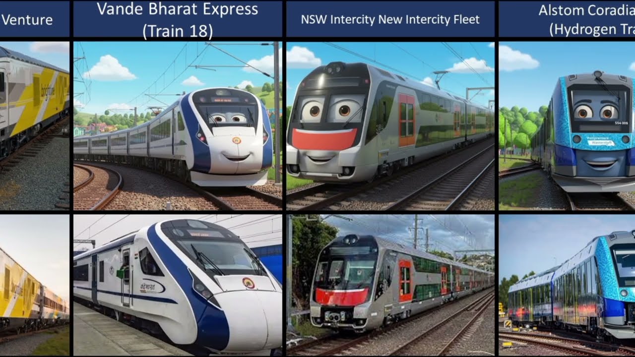 What If Real Modern Trains Looked Like Pixar Characters? Real-Life vs Animation | Made by AI