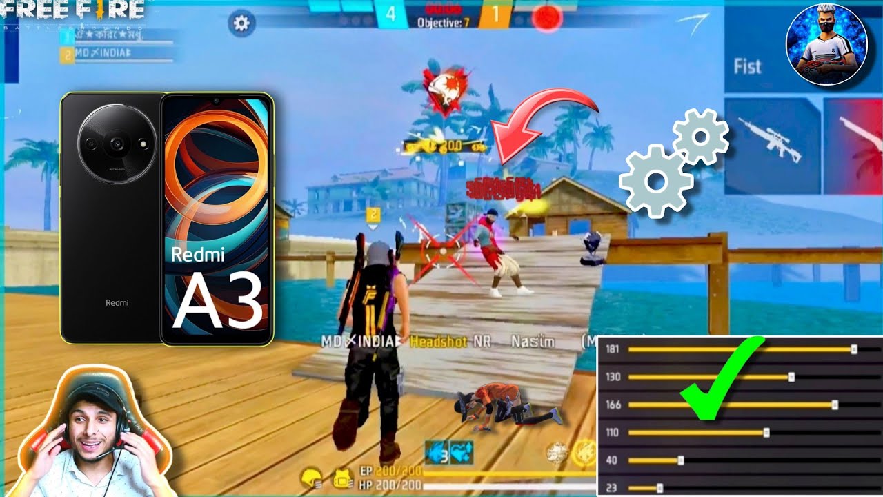 Redmi A3 5g Free Fire Sensitivity + Hud + Dpi Setting ⚙️// @NonstopGaming_ @TotalGaming093 @BNLYT 