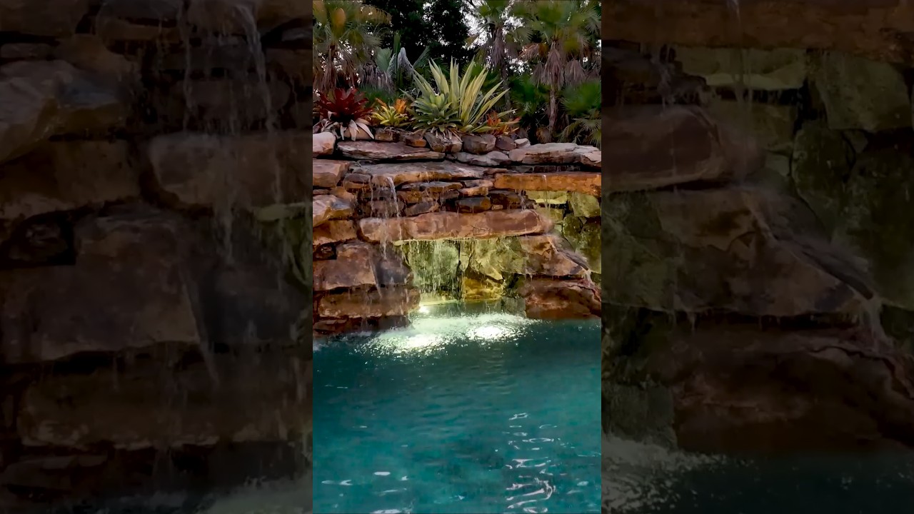 Who doesn&rsquo;t love a natural rock grotto? #insanepools&nbsp;#lucaslagoons&nbsp;#pool&nbsp;#backyard