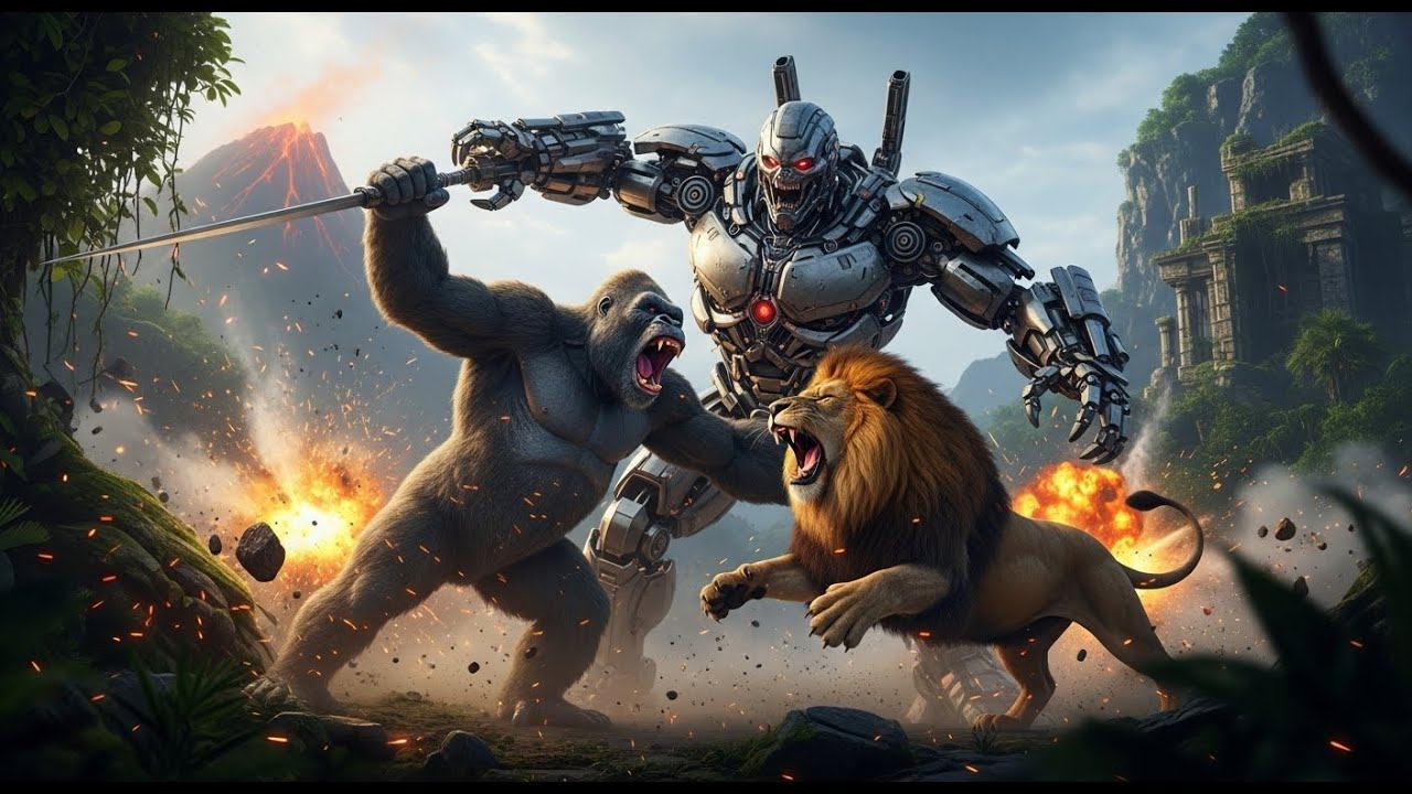 EPIC BATTLE! King Kong and the Lion! Skull Island: The Last Stand Protect the park!