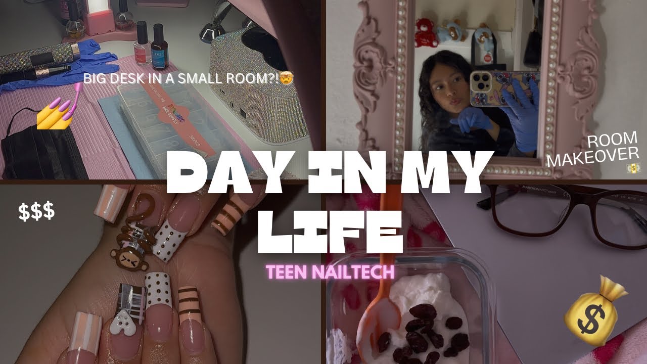 2 CLIENT NAIL DAY AS A TEEN NAILTECH💅 : ROOM MAKEOVER (BIG DESK IN A SMALL ROOM?!🤯)