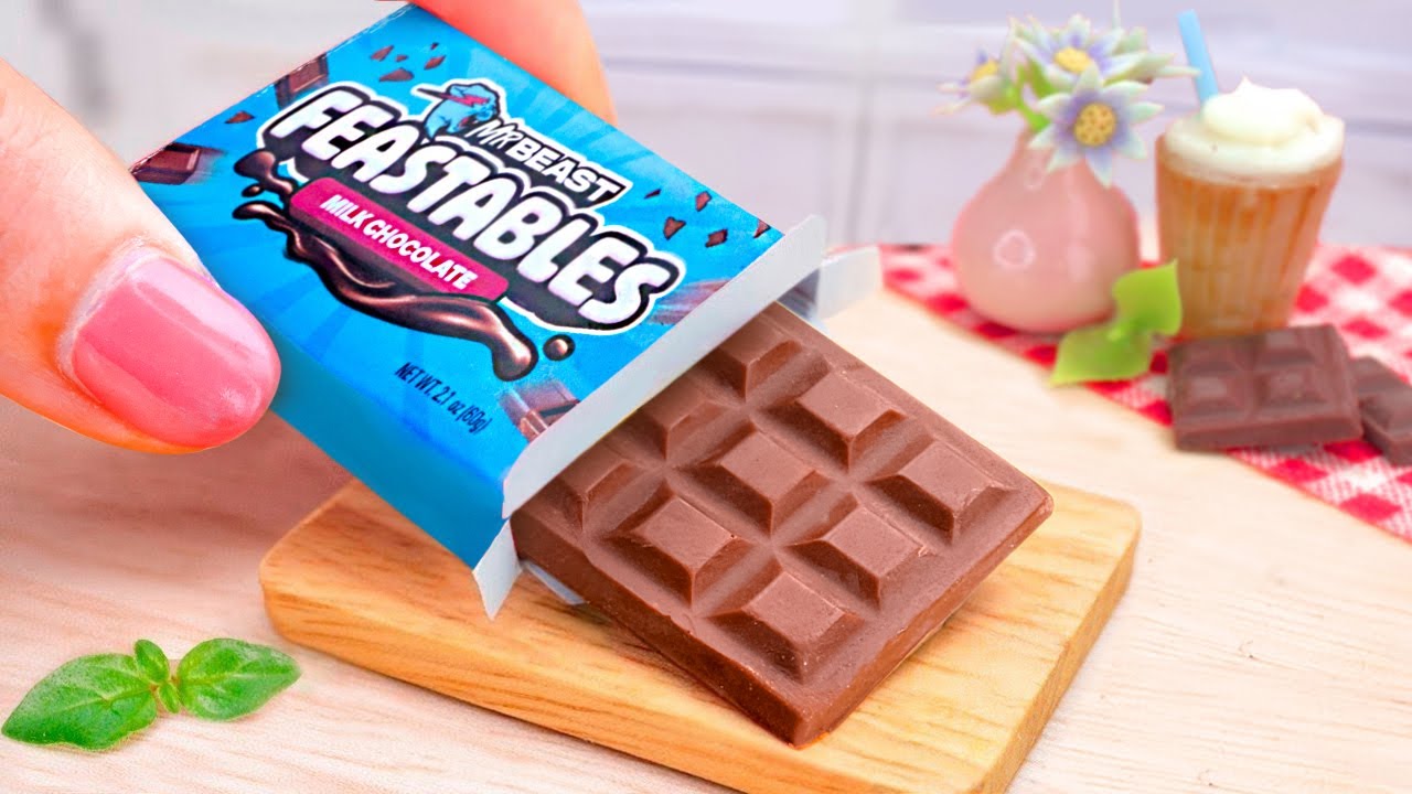 Using MrBeast Chocolate to Decorating Miniature Chocolate Cake Idea - Mini Feastables Cake Recipe