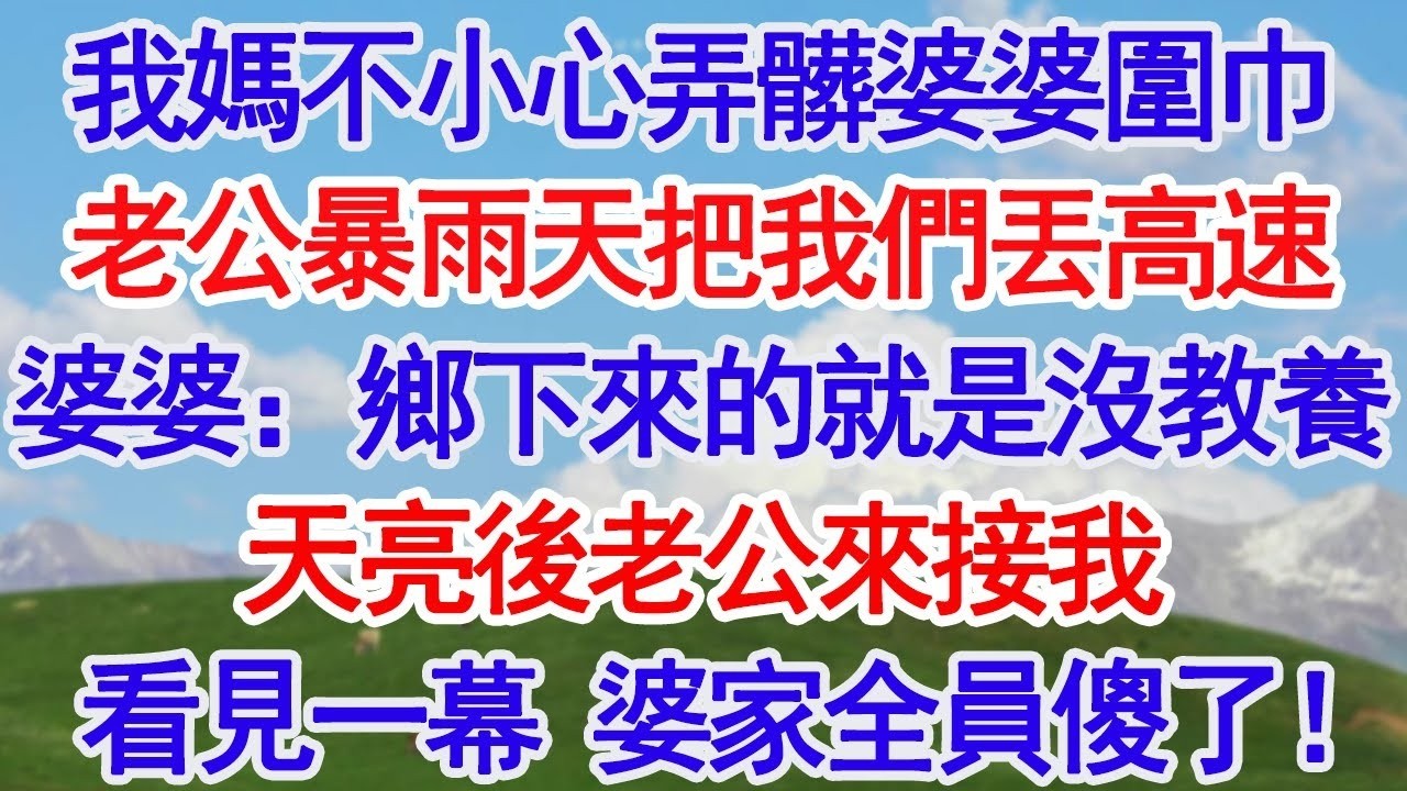 我媽不小心弄髒了婆婆圍巾，老公暴雨天把我們丟在高速，婆婆囂張：再頂嘴讓你們睡垃圾桶！天亮後老公來接我，誰料看見一幕，婆家全員傻了！#深夜淺讀 #故事分享 #人生感悟 #情感