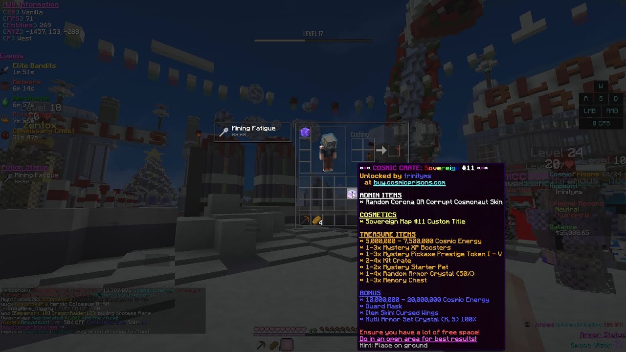 Cosmic Prisons Sovereign Map #11!! Opening NEW Cosmic Crate! (Minecraft)