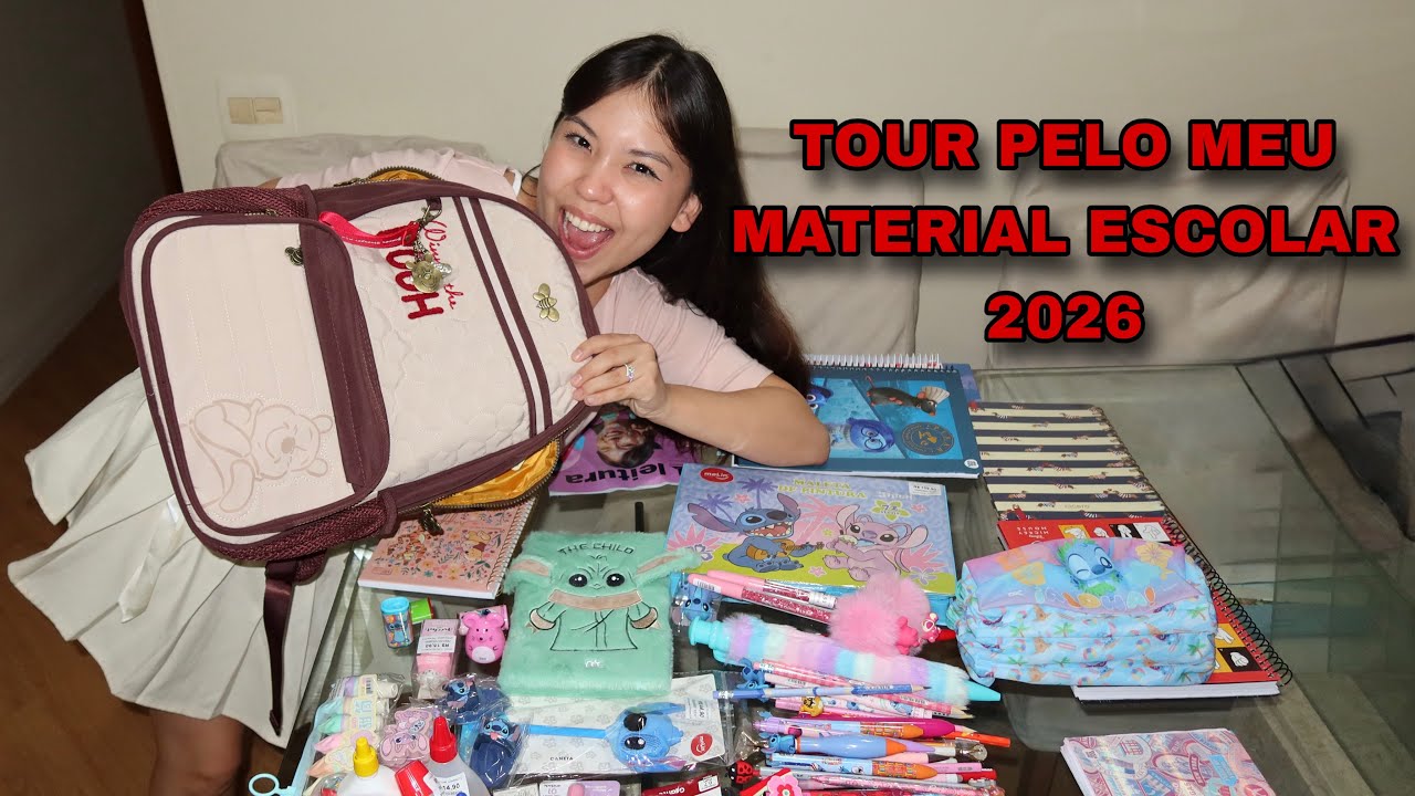 TOUR PELO MEU MATERIAL ESCOLAR 2026!!! *mostrei tudo*