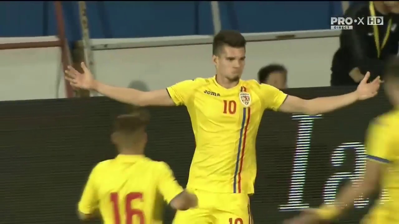 Gol marcat din corner de Ianis Hagi &icirc;n Rom&acirc;nia - Bosnia la Euro U21