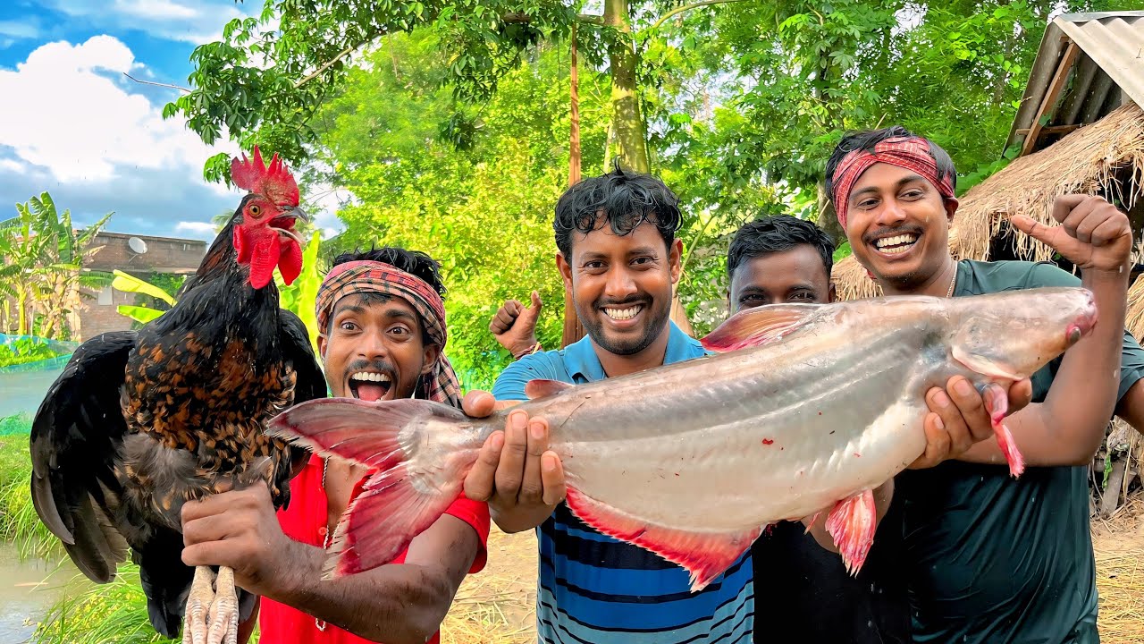 আজ পুকুর থেকে বড় পাঙ্গাস ধরে সবাই মিলে জমিয়ে খেলাম ,sundarban village fishing!!!