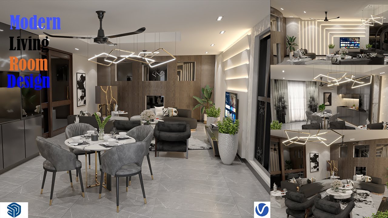 Sketchup interior design #3 How to make living room design and render vray=7