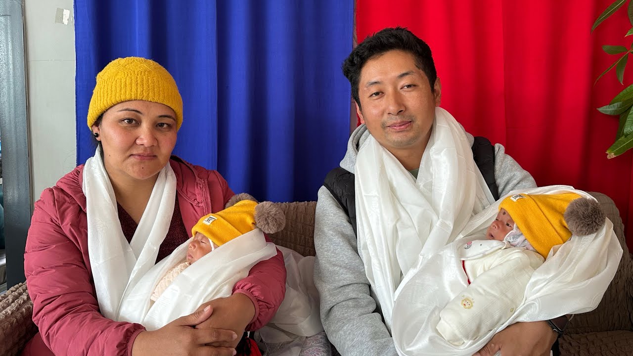 (Phurpa’s lhoba & Jigme Angmo’s) Their Twins baby born party wording invitation. 