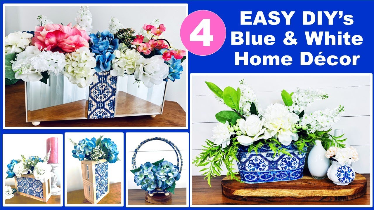 4 EASY DIY'S | BLUE & WHITE CHINOISERIE INSPIRED CENTREPIECES | SUMMER HOME DECOR | 2022