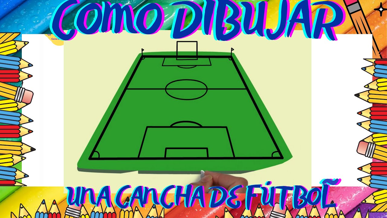 CÓMO DIBUJAR UNA CANCHA DE FÚTBOL paso a paso, fácil y rápido  #072