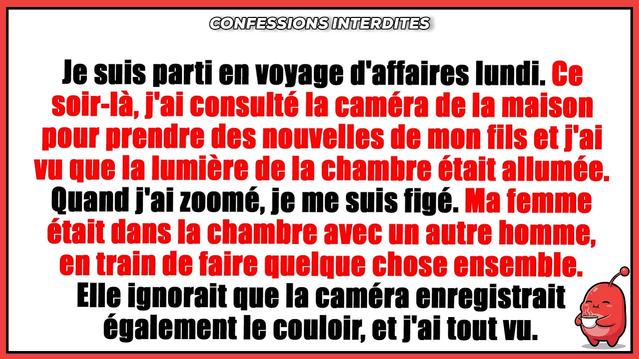 Je suis parti pour un voyage d'affaires lundi. Ce soir-là, j'ai ouvert la caméra de la maison ...