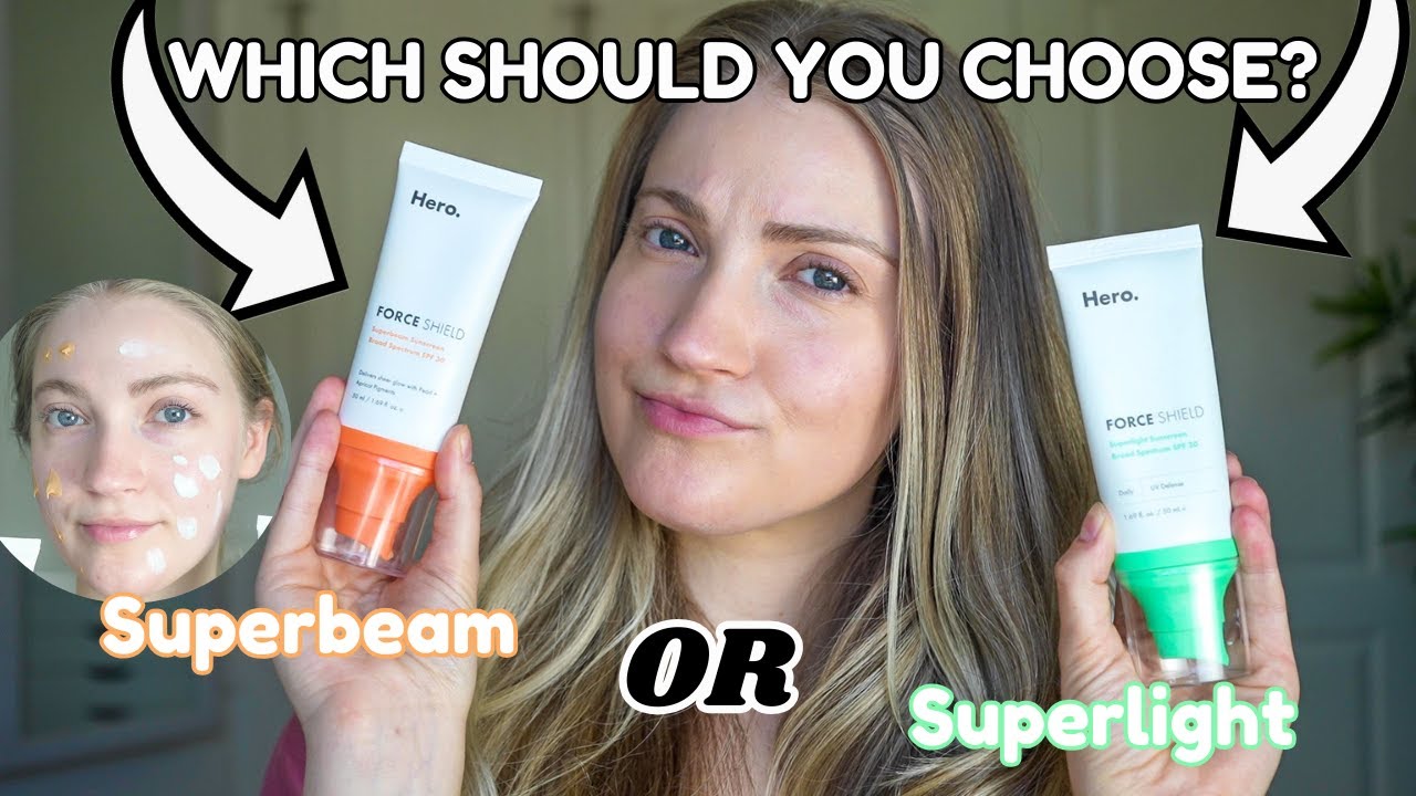 Hero Cosmetics Superbeam vs Superlight Sunscreen SPF 30 (MINERAL SUNSCREENS FOR ACNE-PRONE SKIN)