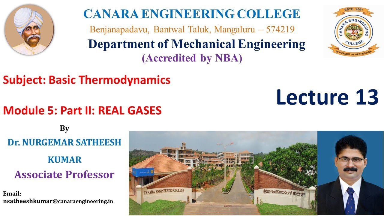 VTU BTD 18ME33 M5 L13 Numerical on Real gases   Ideal gas equation, Vander Waals equation, Generaliz