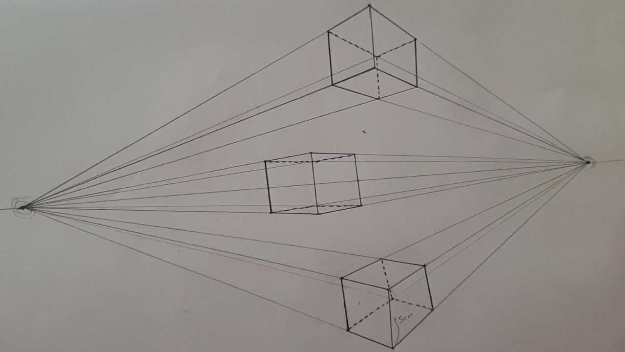 ÇİFT KAÇIŞLI PERSPEKTİF KÜP ÇİZİMİ-ÇİFT KAÇIŞLI PERSPEKTİF-PERSPECTIVE- PERSPECTIVE CUBE DRAWING