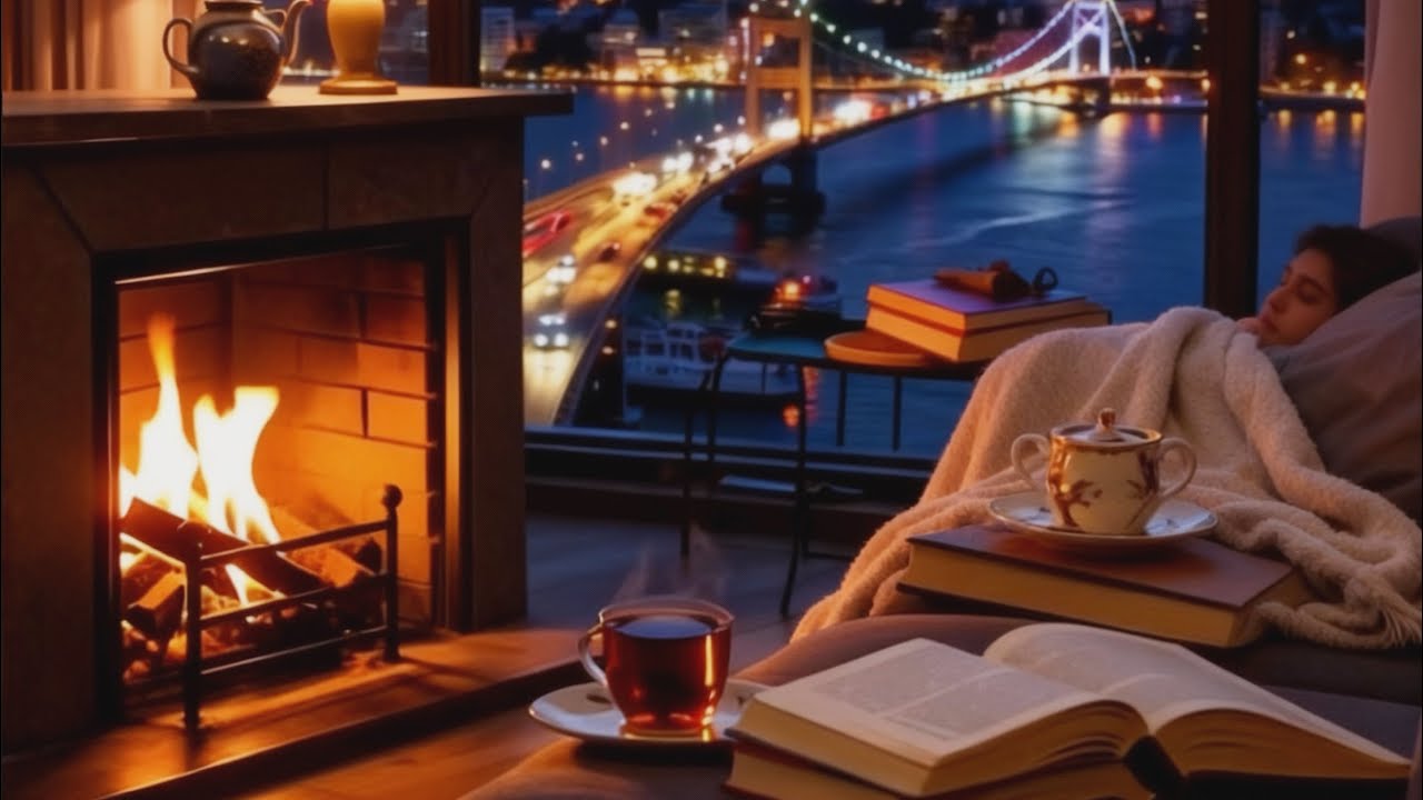 Fall Asleep in Istanbul | Cozy Fireplace Night Ambience