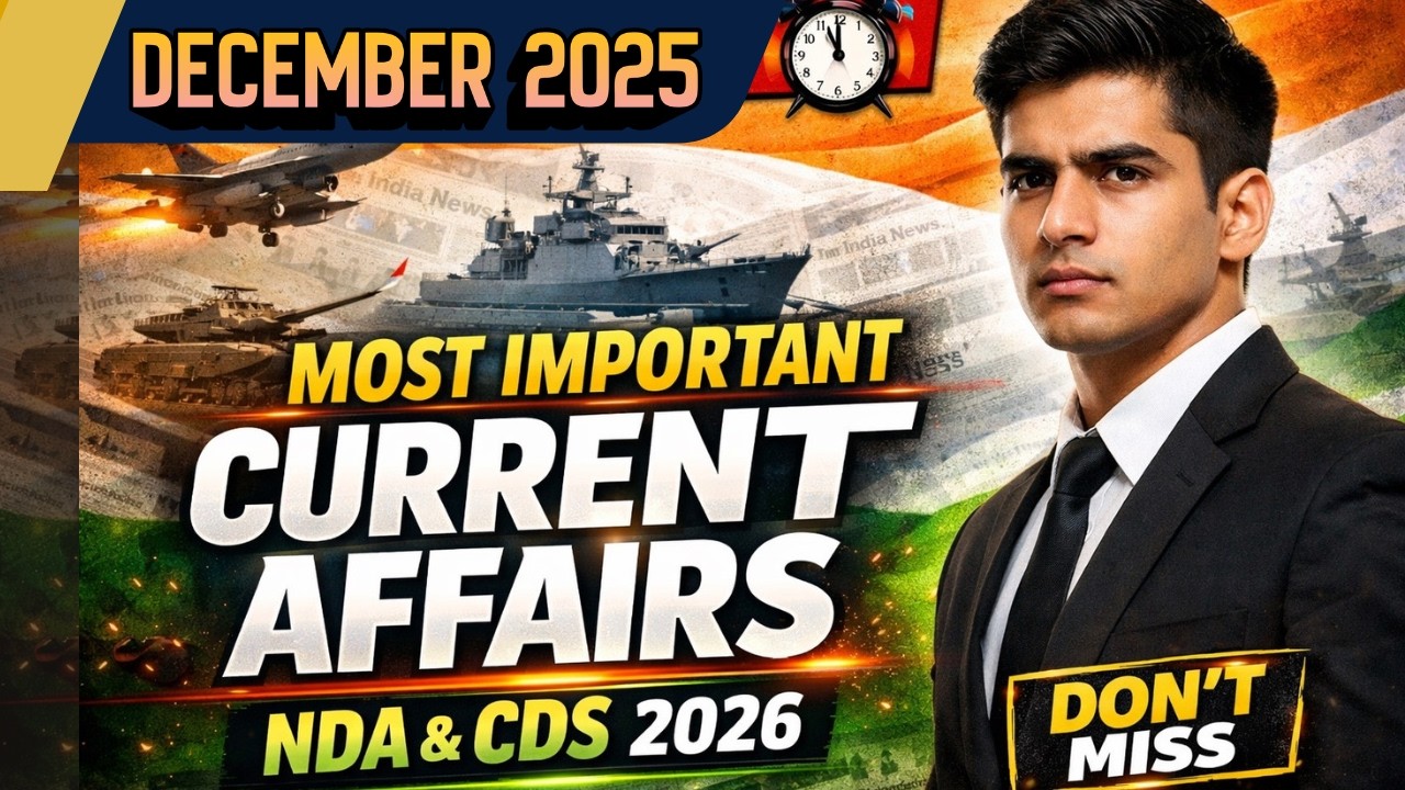 MOST IMPORTANT Current Affairs December 2025 | NDA & CDS 2026 | Last Revision 🔥