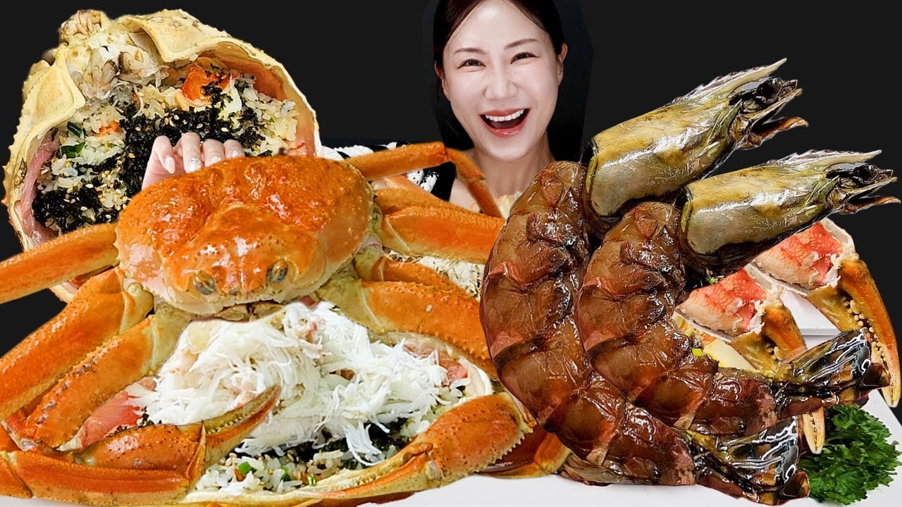 Снежный Краб 🦀+ Соевое соусовое маринованное гигантское тигровое кремпель🦐Мукбанг
