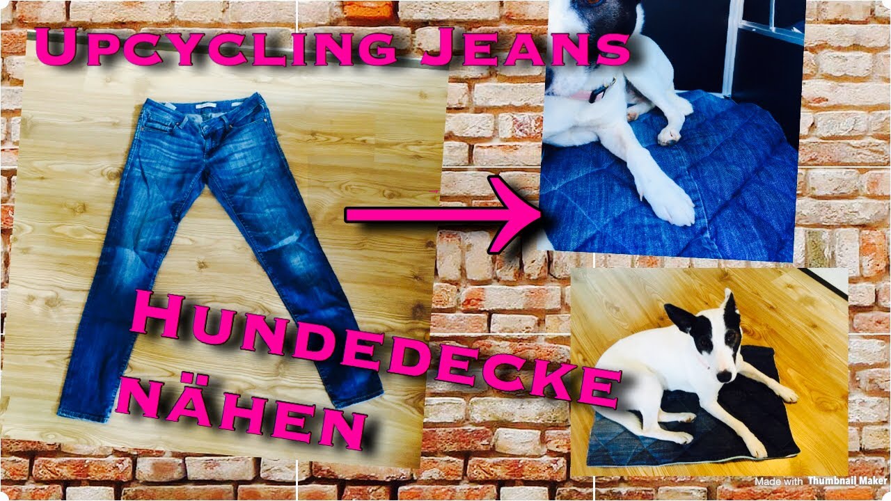 Upcycling Jeans zu Hundedecke nähen ohne Schnittmuster Steppdecke Hundebett für Anfänger Denim