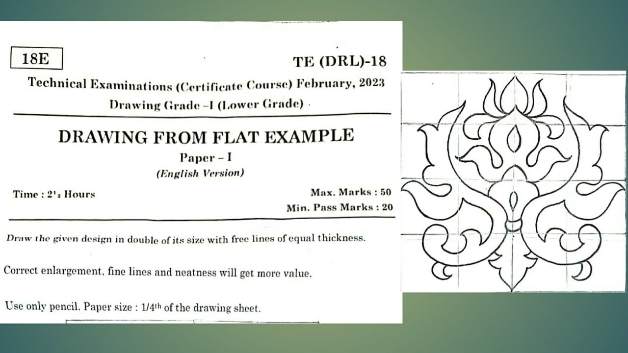 drawing paper 1 / drawing from flat example / drawing lower 2023 paper 1/