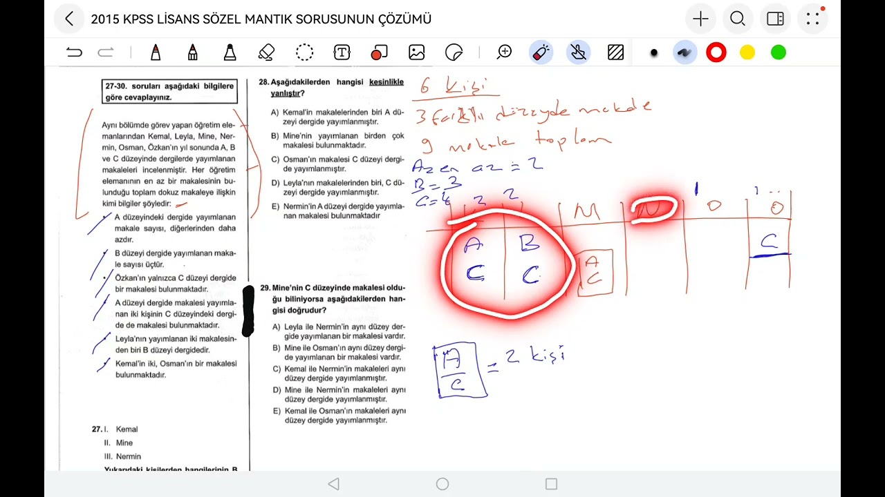 2015 KPSS Lisans Sözel Mantık Sorusunun Çözümü