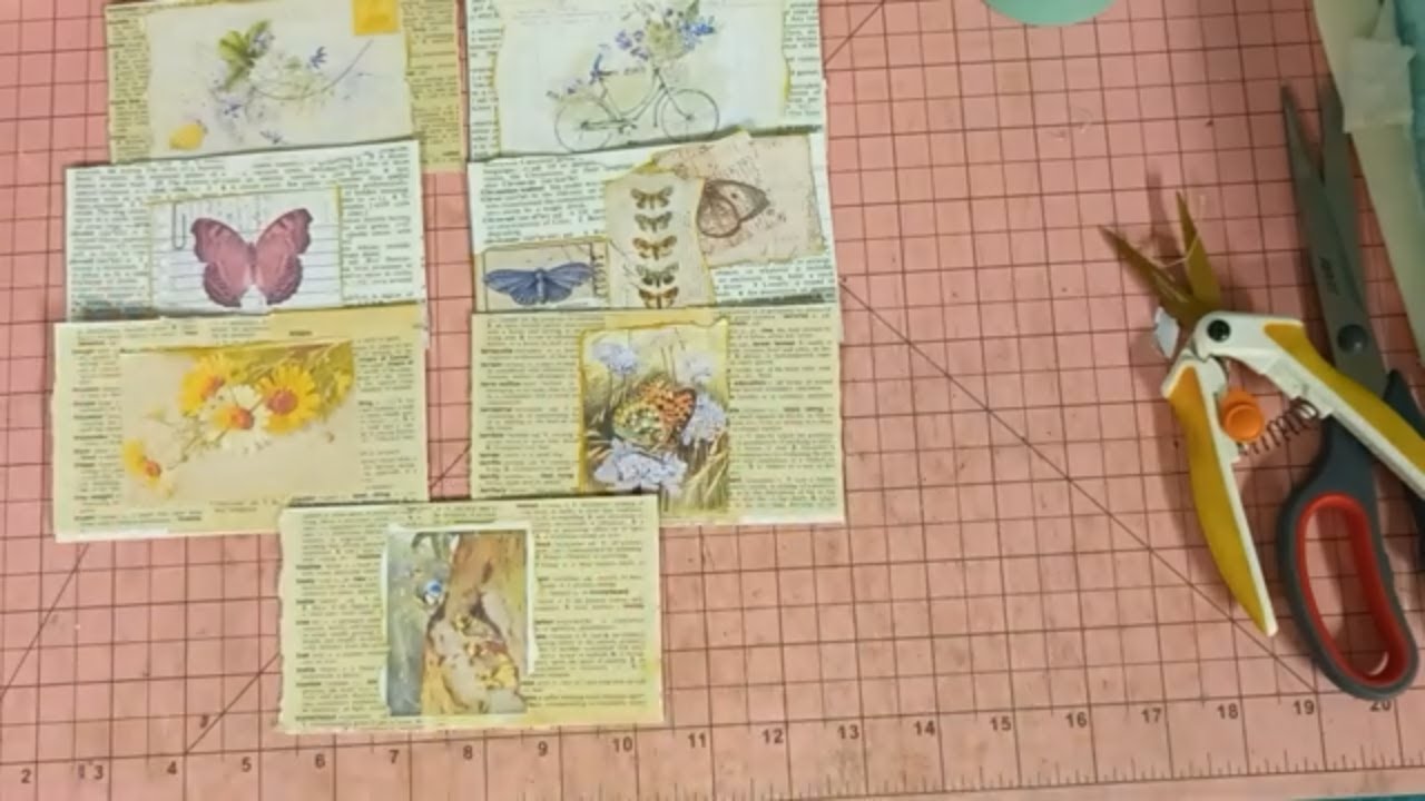 Collaging index cards - junk journals.
