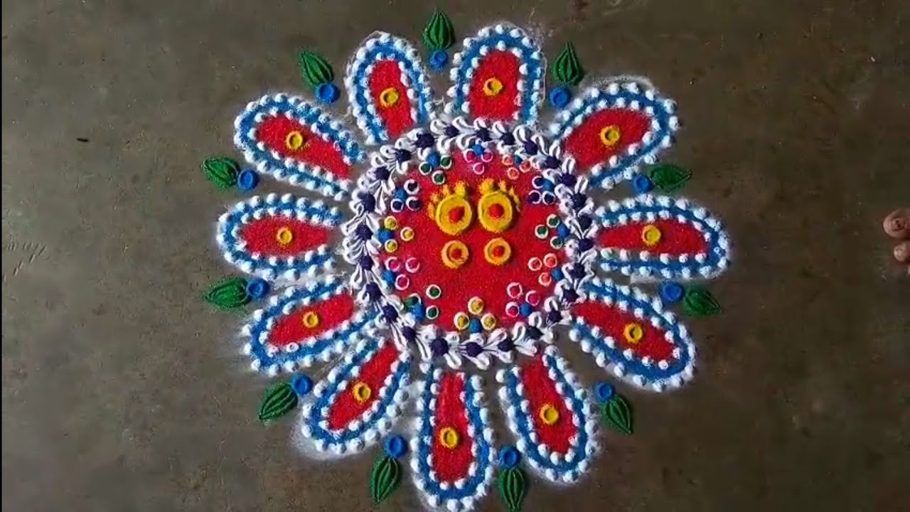 Beautiful rangoli video// rangoli making video// easy rangoli design video 
