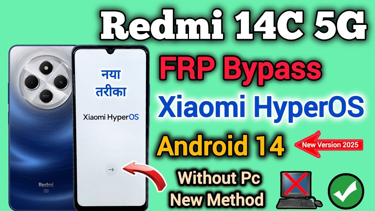Redmi 14C 5G || FRP Bypass || Android 14 || Google Account Unlock || Without Pc || New Method 2025.