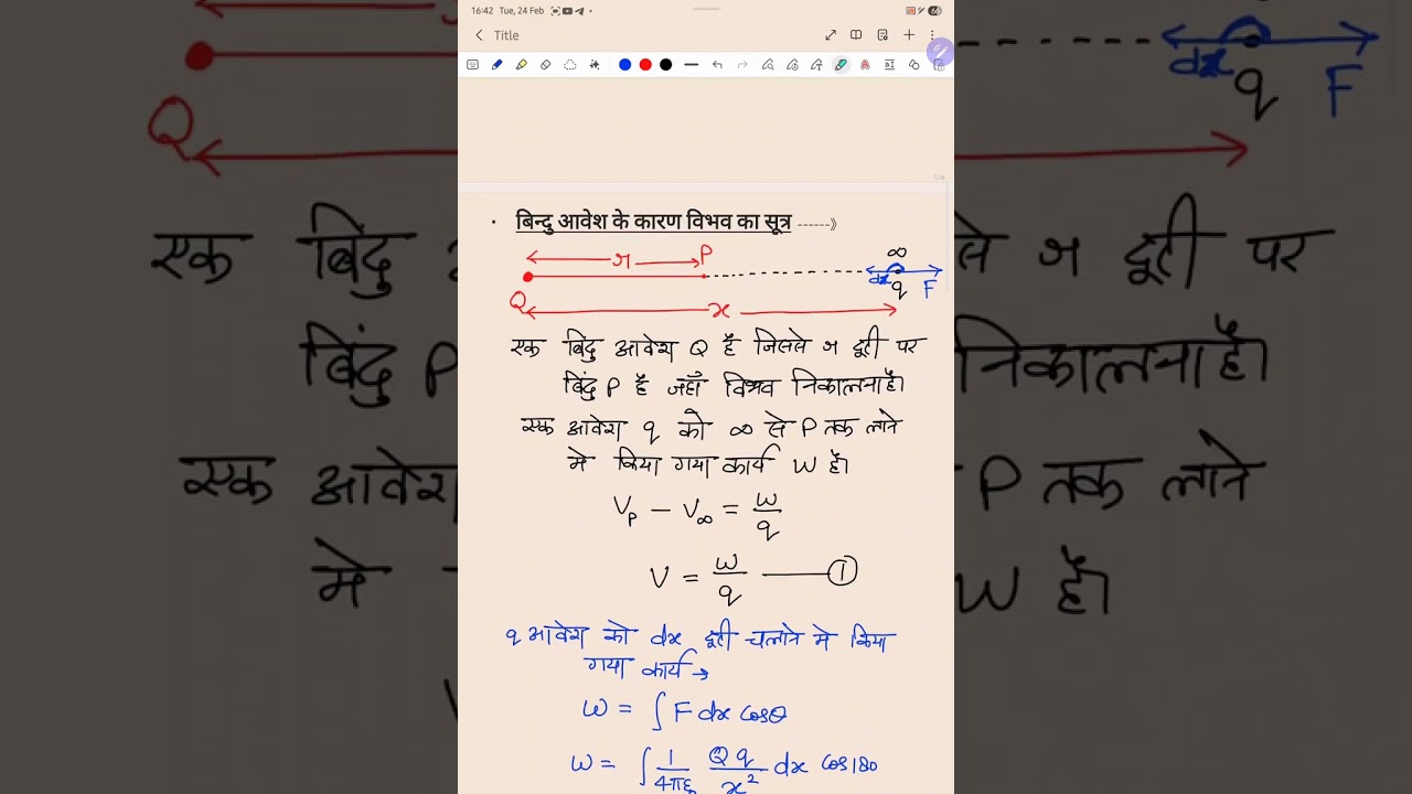Chapter 03 - L3 Potential due to a point charge ( बिन्दु आवेश के कारण विभव का सूत्र)
