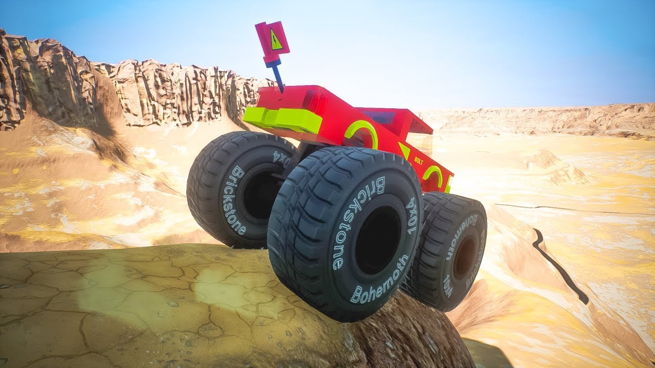 Downhill with Lego Monster Truck | Brick Rigs