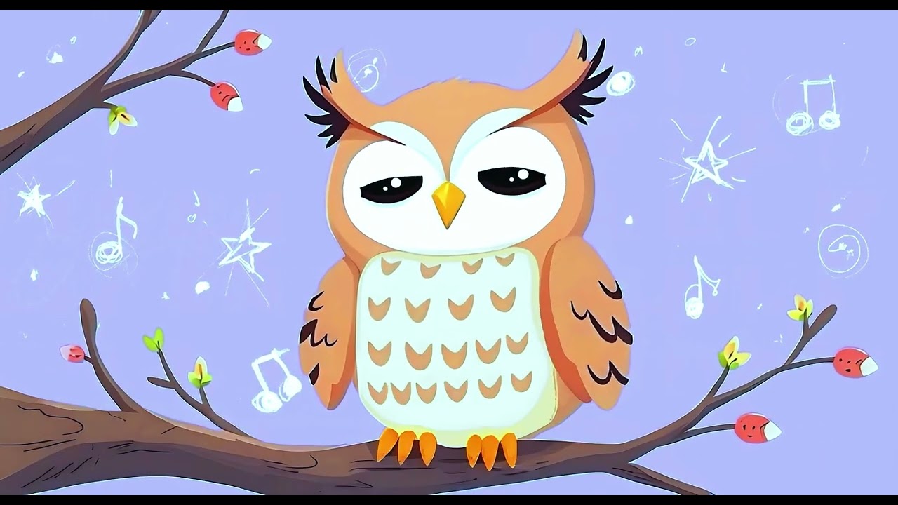 🦉3x sleep-inducing lullaby for babies +white noise 💤 The Day Grows Longer - Mindy The Sleepy Owl 🦉