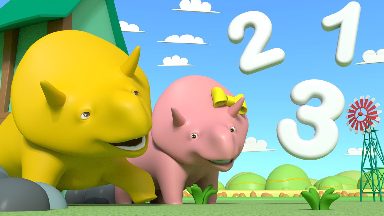Aprenda números Dino e Dina olham as nuvens ! Aprenda com Dino o Dinossauro 👶 Aprender em português