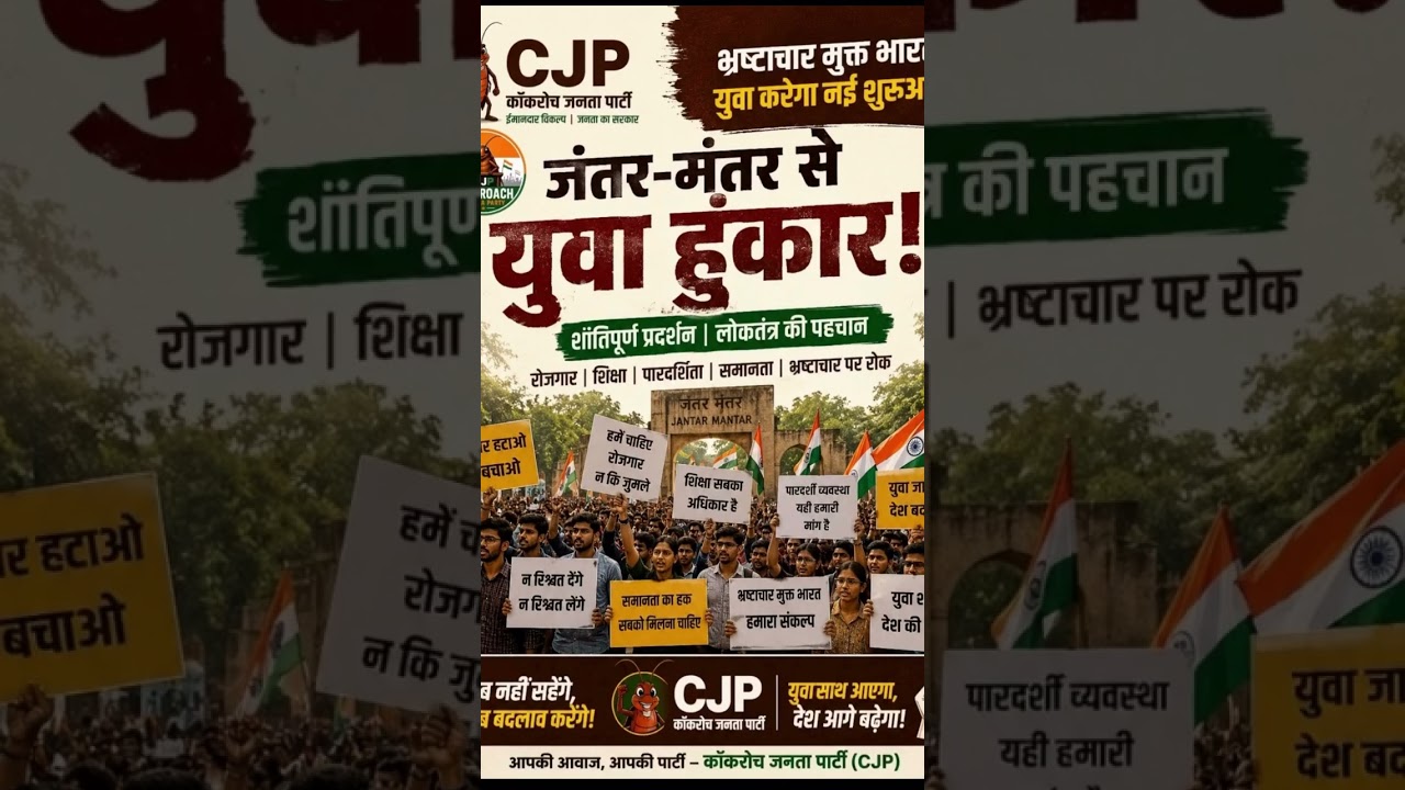 Jantar Mantar CJP protest, Cockroach Janata Party founder Abhijeet Dipke live June 20