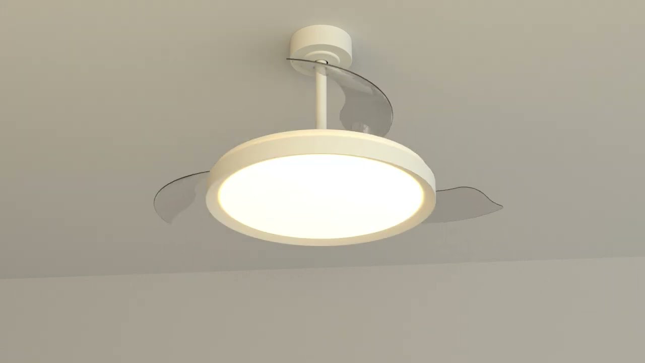 Ventilador de techo Mistral Mini LED DC de Mantra. Ventilador con aspas retráctiles.