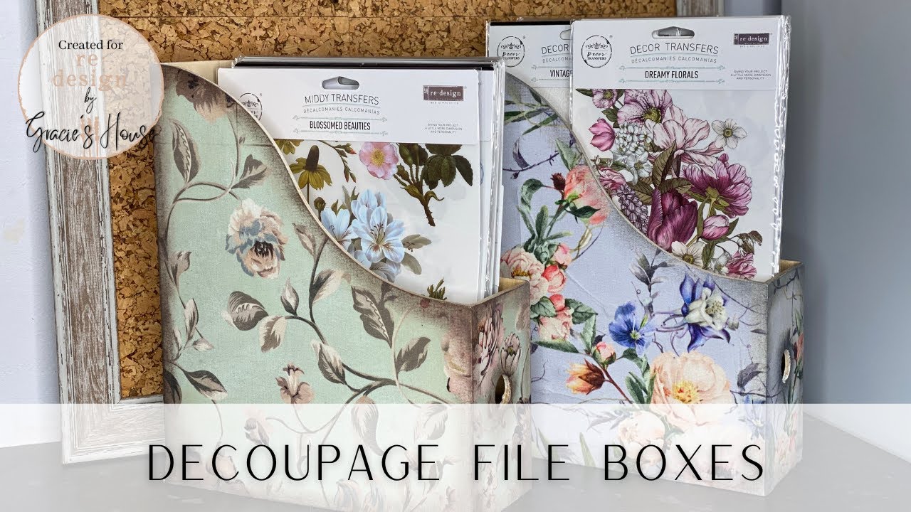 Decoupage Paper File Boxes