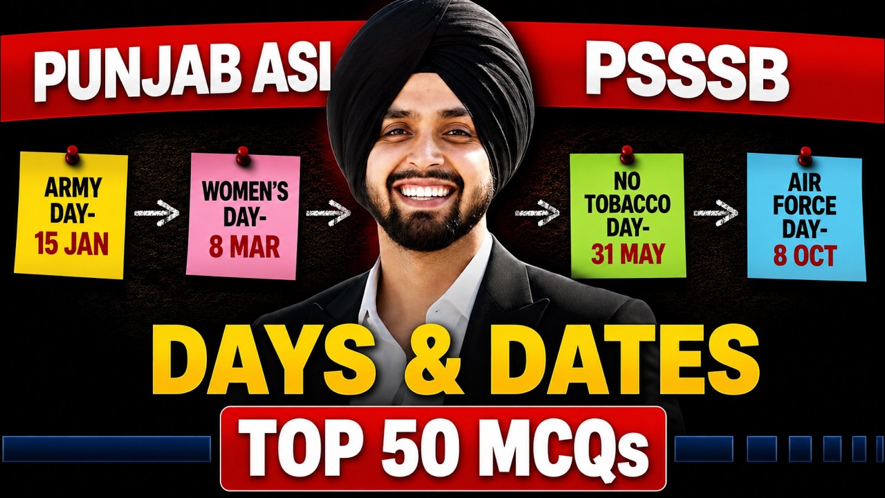 Important Days and Dates MCQs | PSSSB 2026 & Punjab Police ASI 2026 | Static GK by Gagan Sir